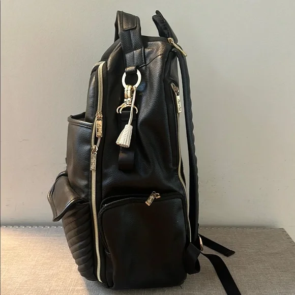 Itzi Ritzi Diaper Bag Backpack Black and Gold, Large Capacity Boss Baby Bag - Picture 5 of 10
